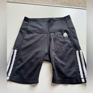 Adidas Women's Black Bike Shorts with White Stripes